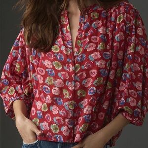 Anthropology PILCRO Floral Blouse